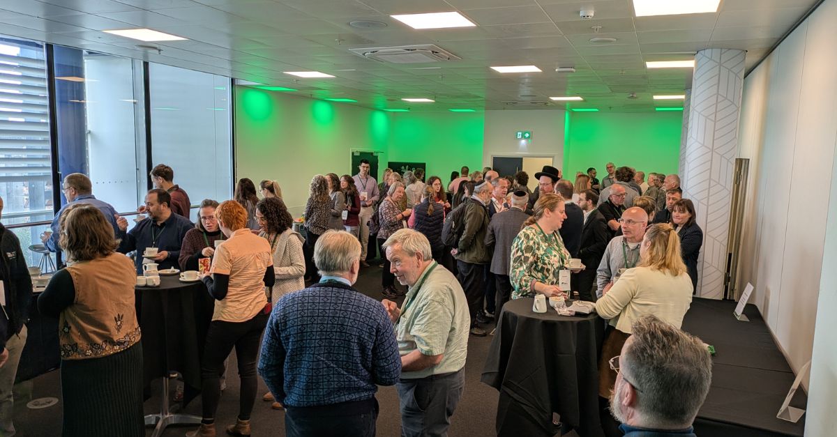 Delegates networking and enjoying a break at the 2025 HSA conference